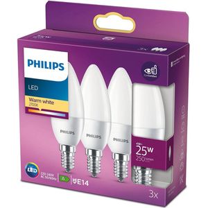 Philips LED lamp E14 | Kaars B35 | Mat | 2700K | 4W (25W) | 3 stuks