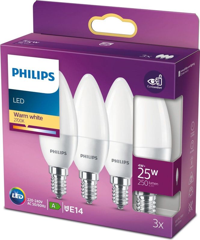 Philips - Kaarslampen - Warm Wit - E14 - 4W - LED