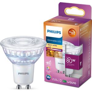 Philips LED-spot - Warmwit licht - GU10 - 80 W - Dimbaar - Energiezuinige LED-verlichting