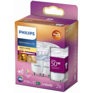 Philips GU10 LED spot | WarmGlow | 2200-2700K | 3.8W (50W) | 2 stuks
