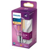 Philips - LED Lamp E27 - Peer A60 - Helder Glas - 7W - 2700K