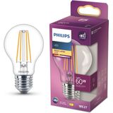 Philips - LED Lamp E27 - Peer A60 - Helder Glas - 7W - 2700K