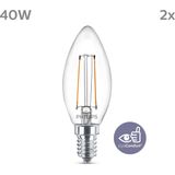 Philips - Classic LED Kaarslamp - Transparant - Mat - 4,3 W