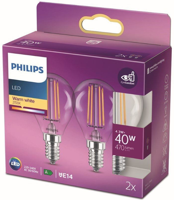 Philips - Classic LED Kaarslamp - Transparant - LED - Energiezuinig