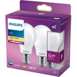 Philips LED Lamp Mat - 60 W - E27 - warmwit licht - 2 stuks