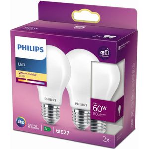 Philips Lighting 77767800 LED-lamp Energielabel E (A - G) E27 Peer 7 W = 60 W Warmwit (Ø x l) 6 cm x 11 cm 2 stuk(s)