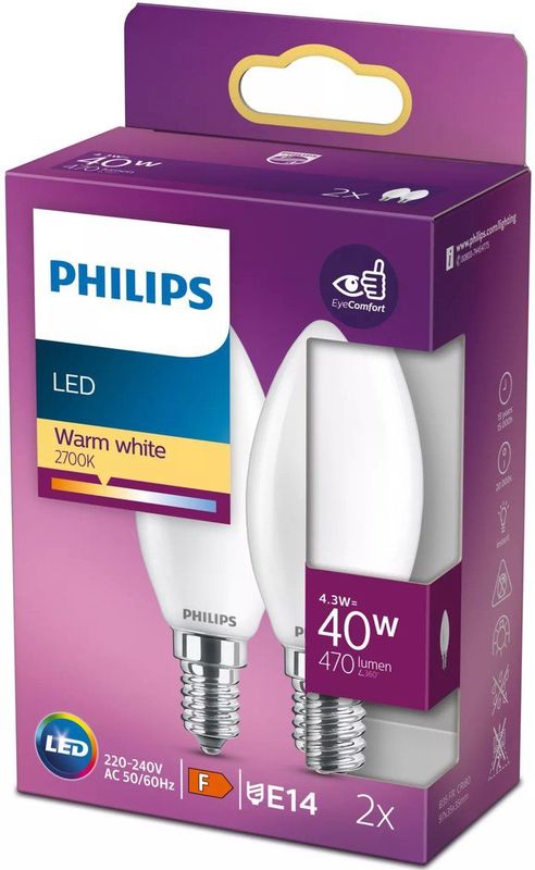 Philips - LED-lamp - E14 - Warmwit Licht - Energiezuinig