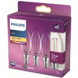 Philips LED lamp E14 | Kaars B35 | Filament | 2700K | 2W (25W) 3 stuks