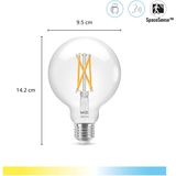 WiZ Globe Filament Slimme LED Verlichting - Warm- tot Koelwit Licht - E27 - 60W - 95 mm - Transparant - Wi-Fi