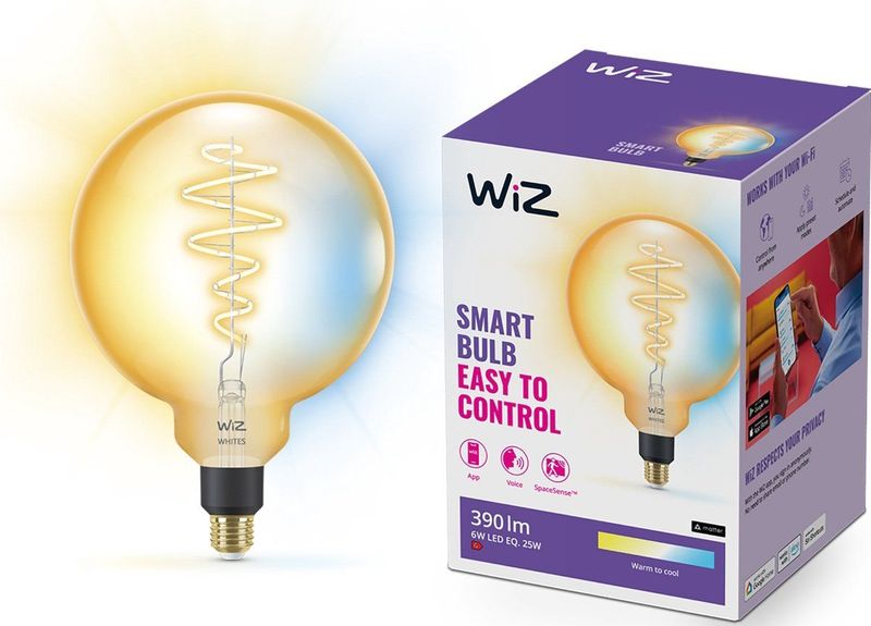 WiZ - Filament Lamp Globe - Slimme LED Verlichting - Goud - E27 Fitting - 25W