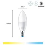 WiZ Kaarslamp Slimme LED Verlichting - Warm- tot Koelwit licht - E14 - 40W - Wi-Fi