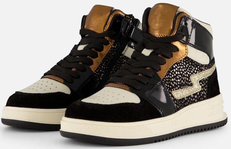 Muyters - Sneakers - Leer - Metallic Details - Rits en Vetersluiting