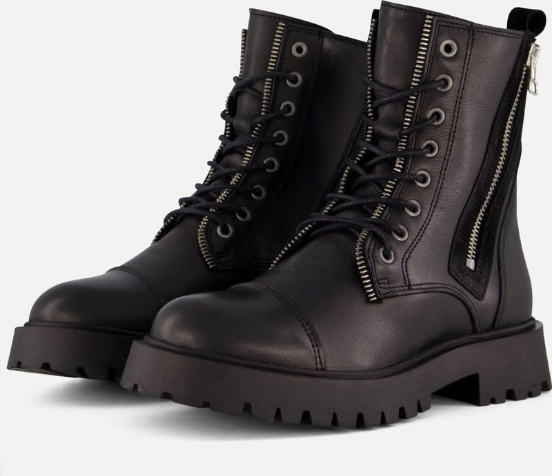Cellini - Veterboots - Zwart - Leer - Blokhak