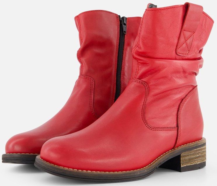 Cellini Plooi Enkellaarsjes rood Leer