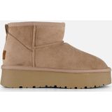 POSH by Poelman Gevoerde Boots - Glitter - Beige - Imitatiesuede