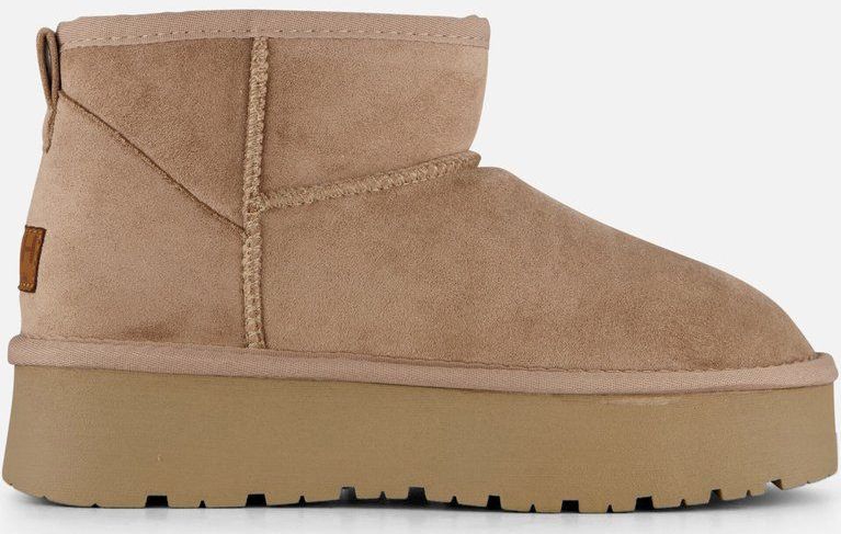 POSH by Poelman Gevoerde Boots - Glitter - Beige - Imitatiesuede