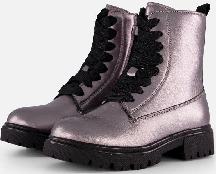 Muyters - Veterboots - Zilver - Leer - Kinderschoenen