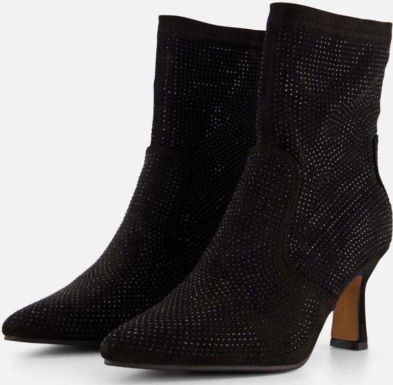 POSH by Poelman Glitter Enkellaarsjes zwart - Dames