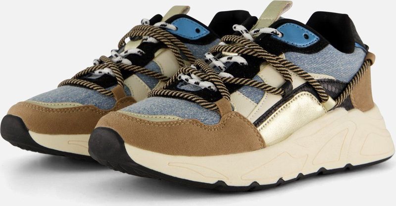 POSH by Poelman Sneakers - Blauw - Textiel - Rubber Zool