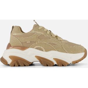 POSH by Poelman Glitter Sneakers beige Textiel