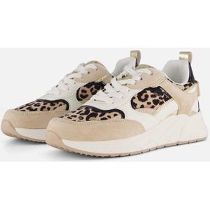 POSH by Poelman Leopard Sneakers - Beige - Textiel