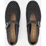 Cellini Ballerina's - Zwart - Raffia - Gespsluiting - Rubber Zool
