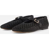 Cellini Ballerina's - Zwart - Raffia - Gespsluiting - Rubber Zool