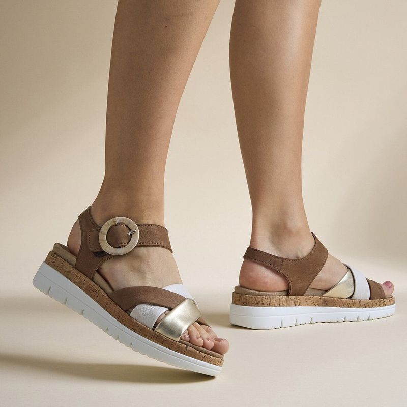 Feyn - Sandalen - Cognac - Nubuck - Klittenbandsluiting