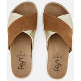 Feyn - Abby14 Slippers - Cognac - Leer - Synthetische Voering - Rubber Zool