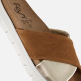 Feyn - Abby14 Slippers - Cognac - Leer - Synthetische Voering - Rubber Zool