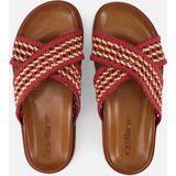 Cellini - Raffia Slippers - Rood - Textiel - Voorgevormd Voetbed