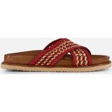 Cellini - Raffia Slippers - Rood - Textiel - Voorgevormd Voetbed