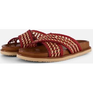 Cellini - Raffia Slippers - Rood - Textiel - Voorgevormd Voetbed