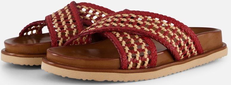 Cellini - Raffia Slippers - Rood - Textiel - Voorgevormd Voetbed