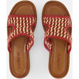 Cellini - Raffia Slippers - Rood - Textiel - Rubber Zool