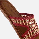 Cellini - Raffia Slippers - Rood - Textiel - Rubber Zool