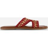 Cellini - Raffia Slippers - Rood - Textiel - Rubber Zool