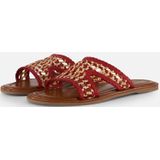 Cellini - Raffia Slippers - Rood - Textiel - Rubber Zool