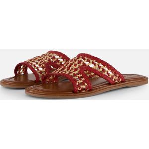 Cellini - Raffia Slippers - Rood - Textiel - Rubber Zool