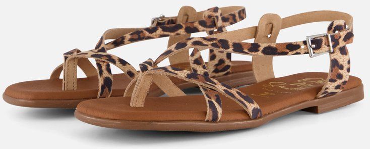 Oh My Sandals - Leopard - Sandalen - Beige - Leer