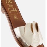 Oh My Sandals Slippers - Goud - Leer - Gekruiste Bandjes - Gespsluiting