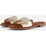 Oh My Sandals Slippers - Goud - Leer - Gekruiste Bandjes - Gespsluiting