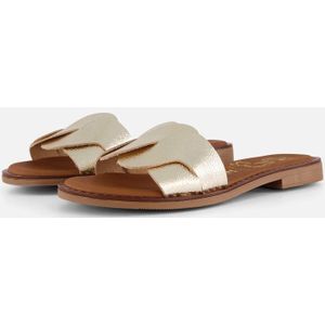 Oh My Sandals Slippers - Goud - Leer - Gekruiste Bandjes - Gespsluiting