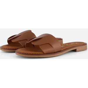 Oh My Sandals - Slippers - Cognac - Leer - Rubber Zool