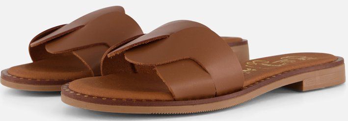 Oh My Sandals - Slippers - Cognac - Leer - Rubber Zool