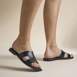 Oh My Sandals - Slippers - Zwart - Leer