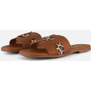 Oh My Sandals - Leopard Slippers - Goud - Leer - Dames