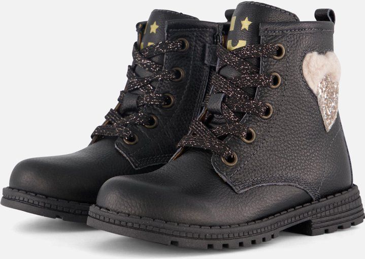 Muyters - Veterboots - Zwart - Leer - Kinderschoenen