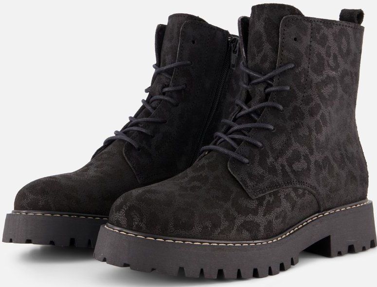 Cellini - Leopard - Veterboots - Zwart - Suede