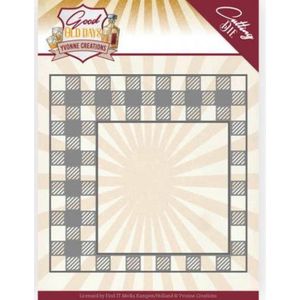 Ycd10220 Snijmal van Yvonne Creations - Good Old Days - Checkered Frame - 12,2x12,2cm